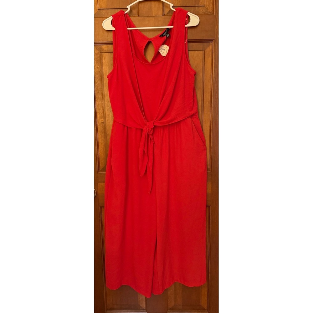Connected Apparel Jumpsuit Womens Size 16 Red Sleeveless One-Piece Holiday Party - Picture 3 of 13